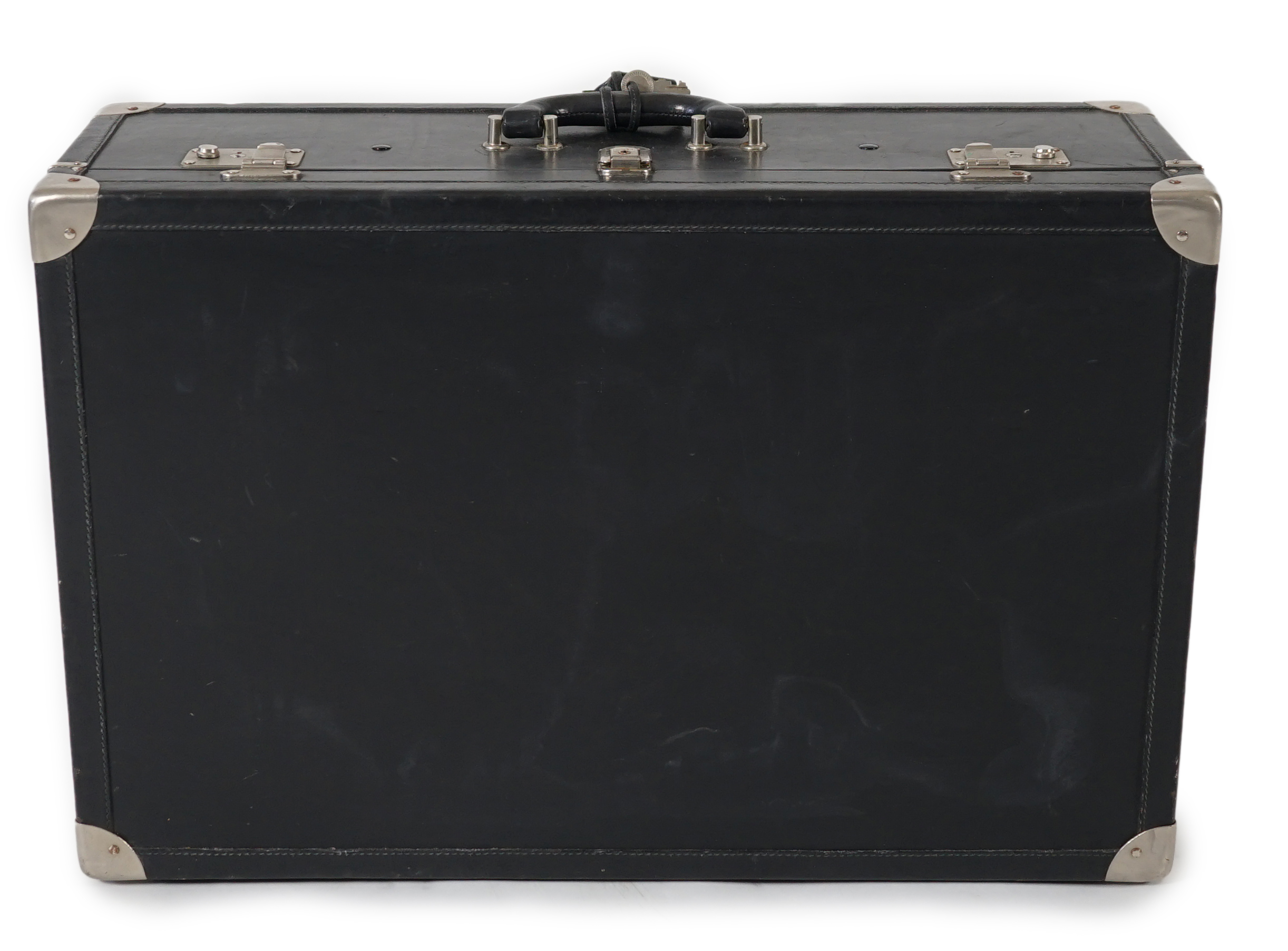A Nina Cerruti black leather suitcase Length 64.5cm, depth 22cm, width 42cm